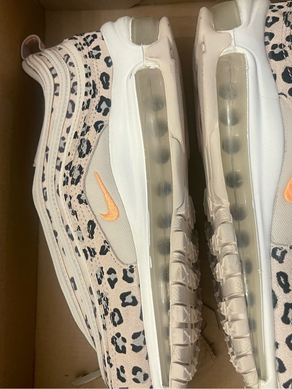 Nike Women’s Leopard Print Sneakers with Peach Swoosh - Picture 2 of 2